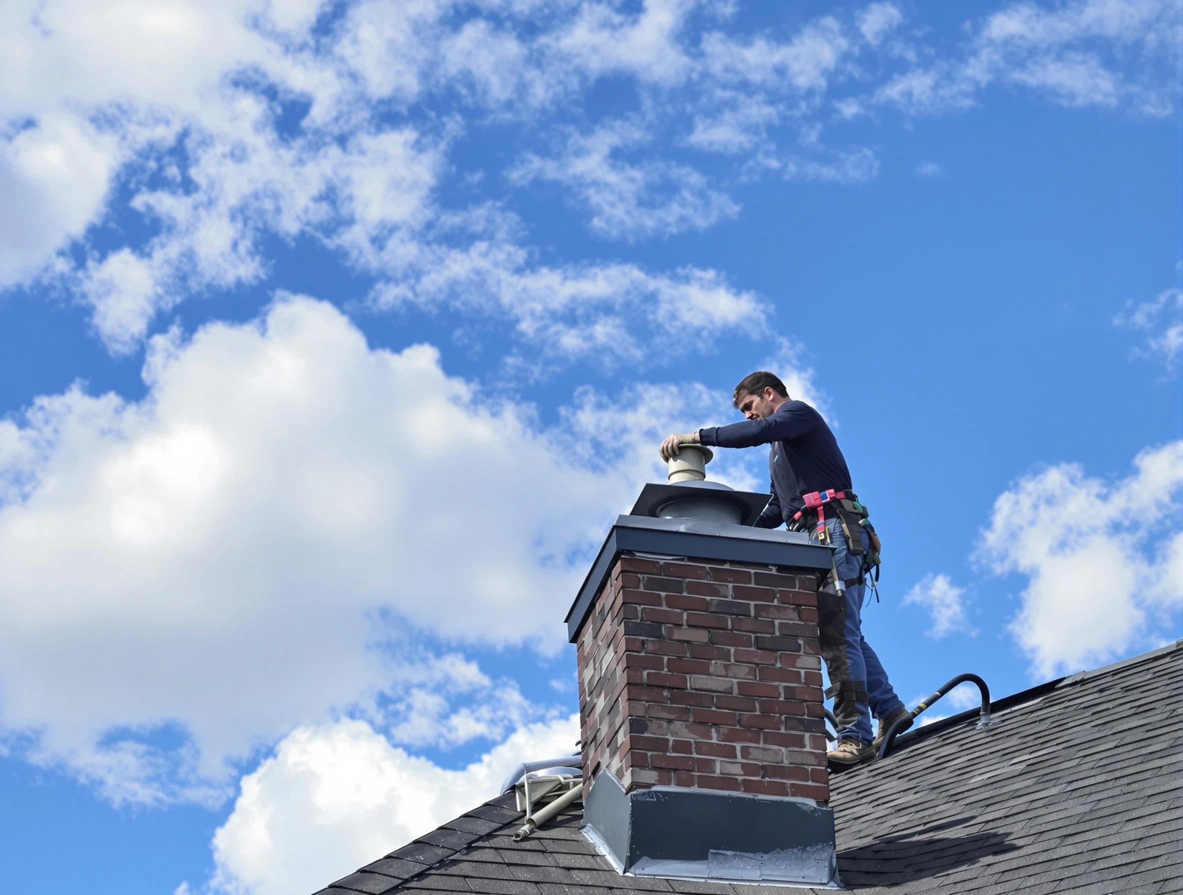 Alpine Chimney Sweep installing a sturdy chimney cap in Alpine, UT
