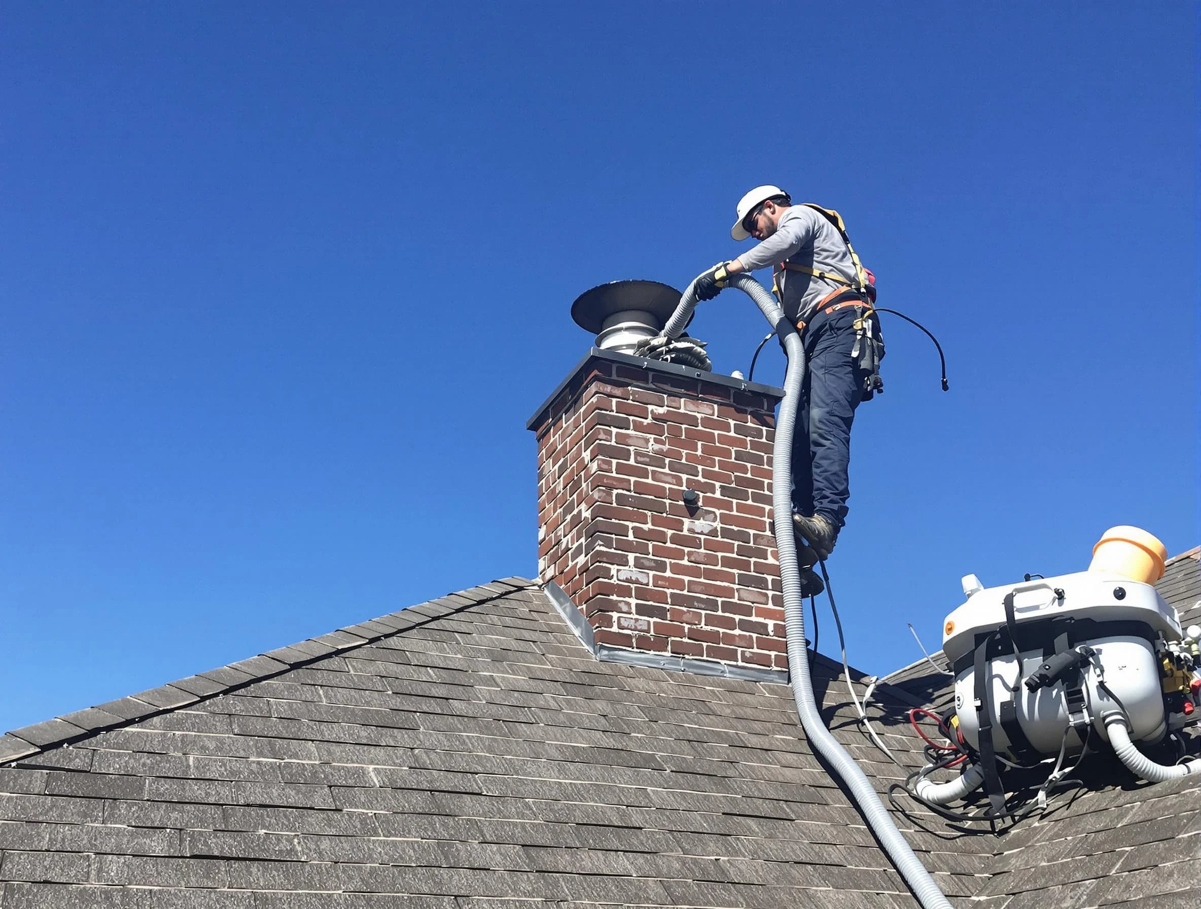Dedicated Alpine Chimney Sweep team member cleaning a chimney in Alpine, UT