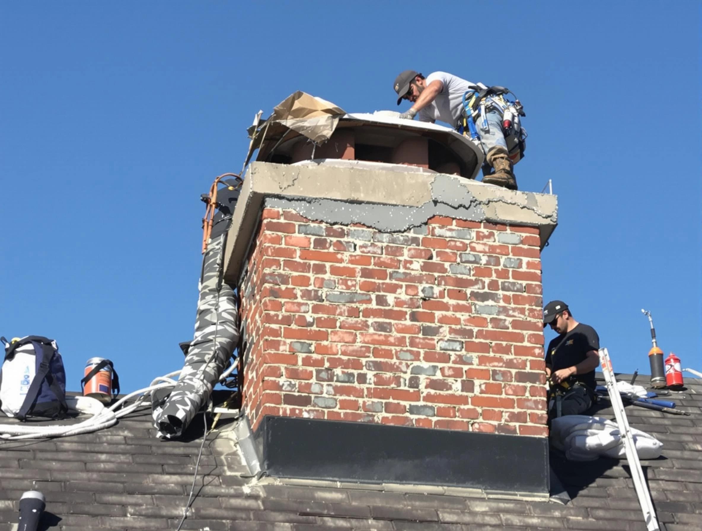 Alpine Chimney Sweep installing a custom chimney crown in Alpine, UT