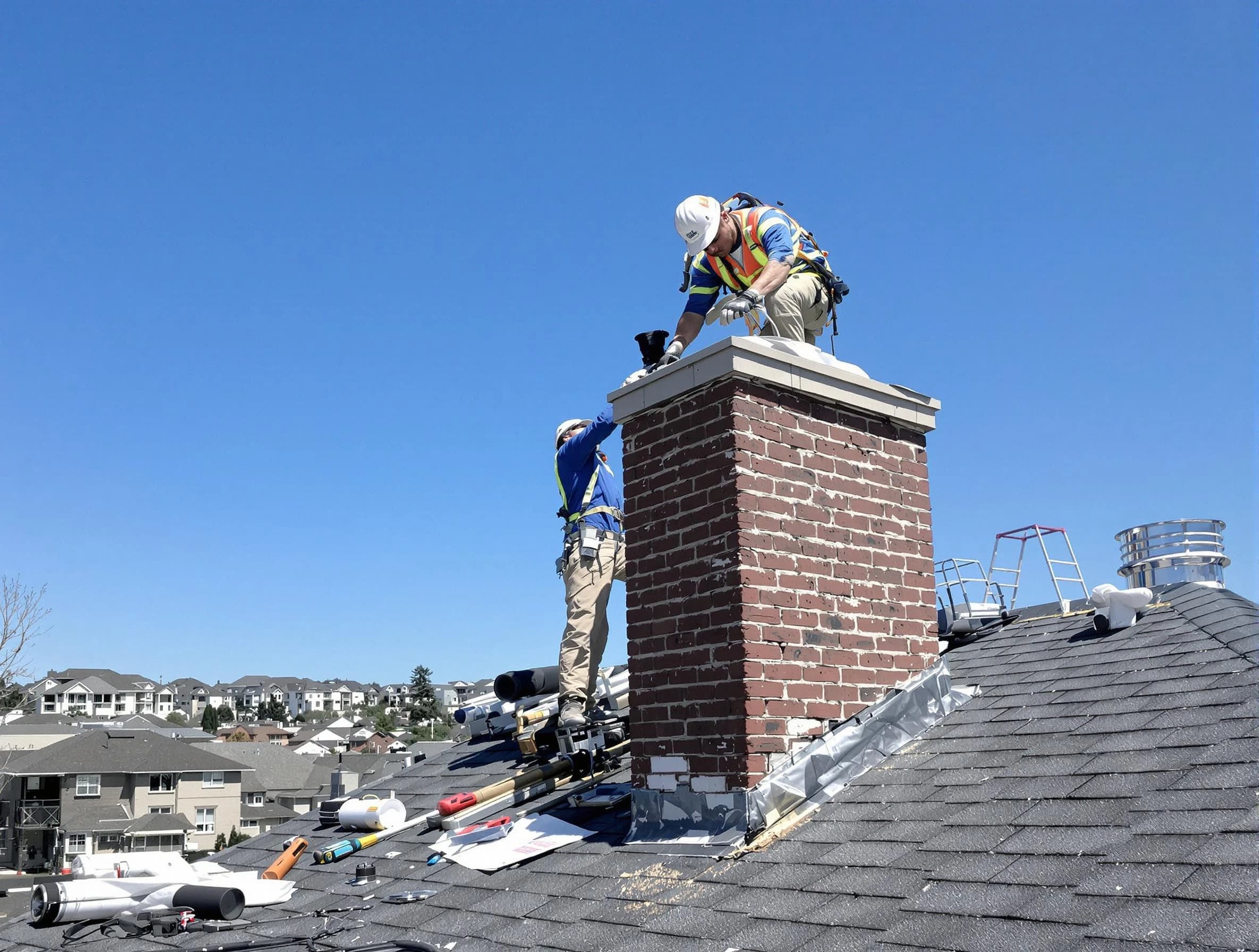 Alpine Chimney Sweep repairing a chimney crown in Alpine, UT