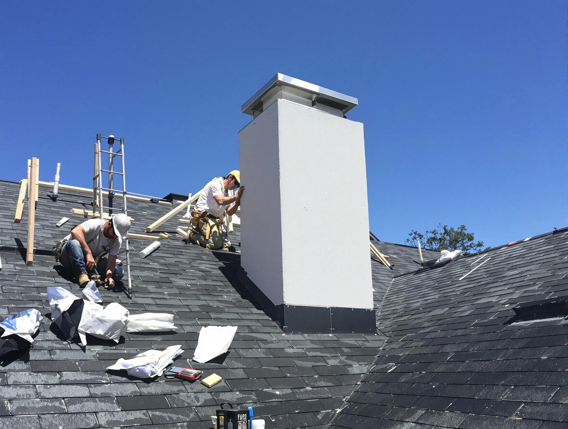 Alpine Chimney Sweep crew installing a new chimney in Alpine, UT