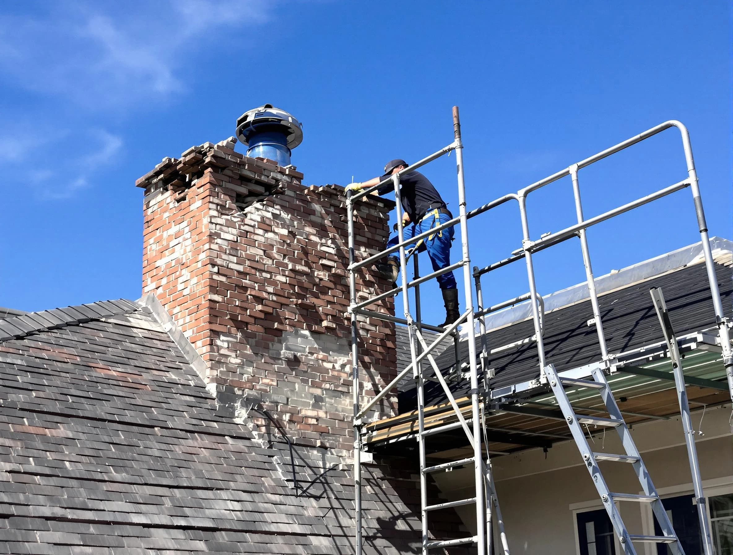Rebuilding a chimney structure by Alpine Chimney Sweep in Alpine, UT