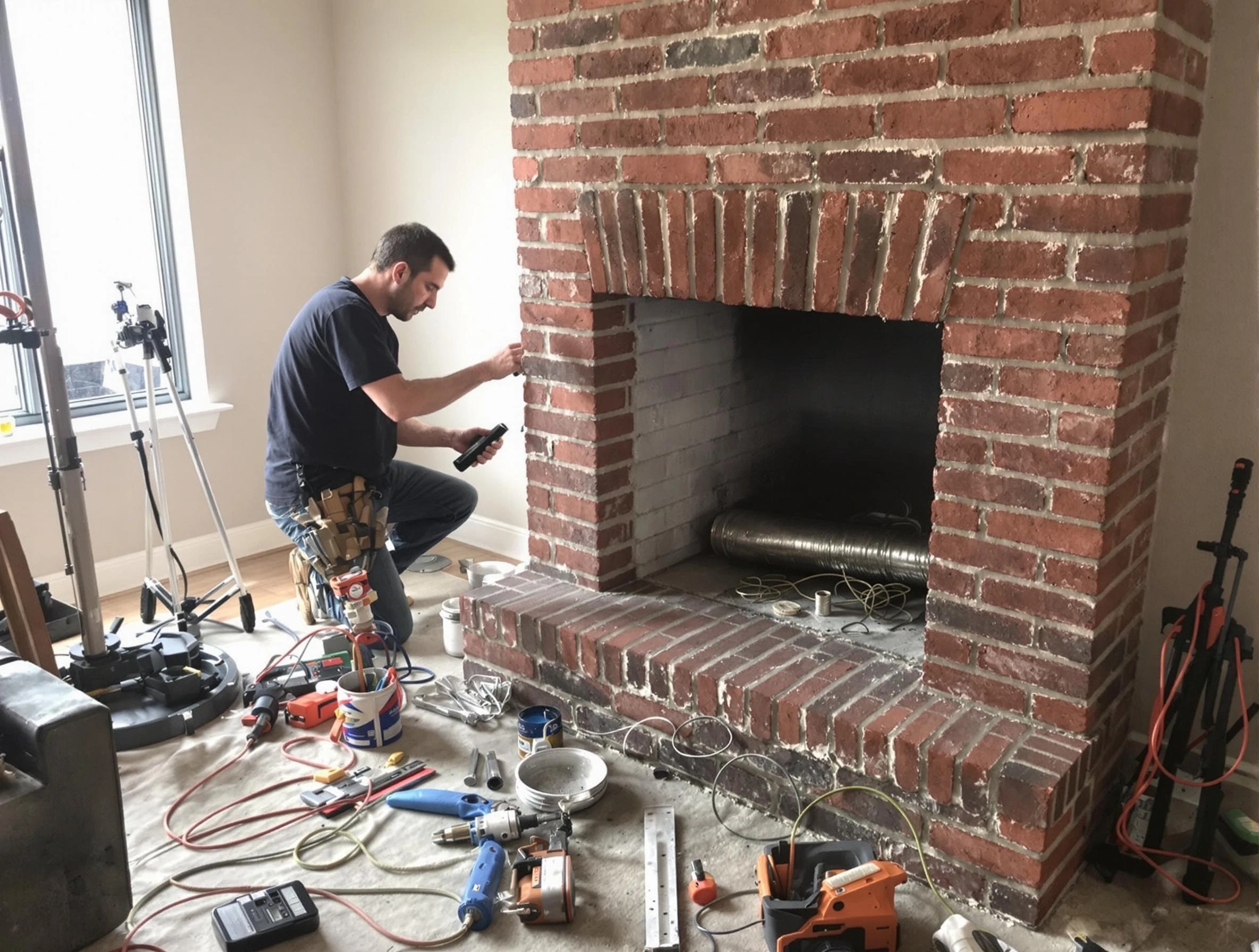 Alpine Chimney Sweep specialist finalizing chimney liner service in Alpine, UT