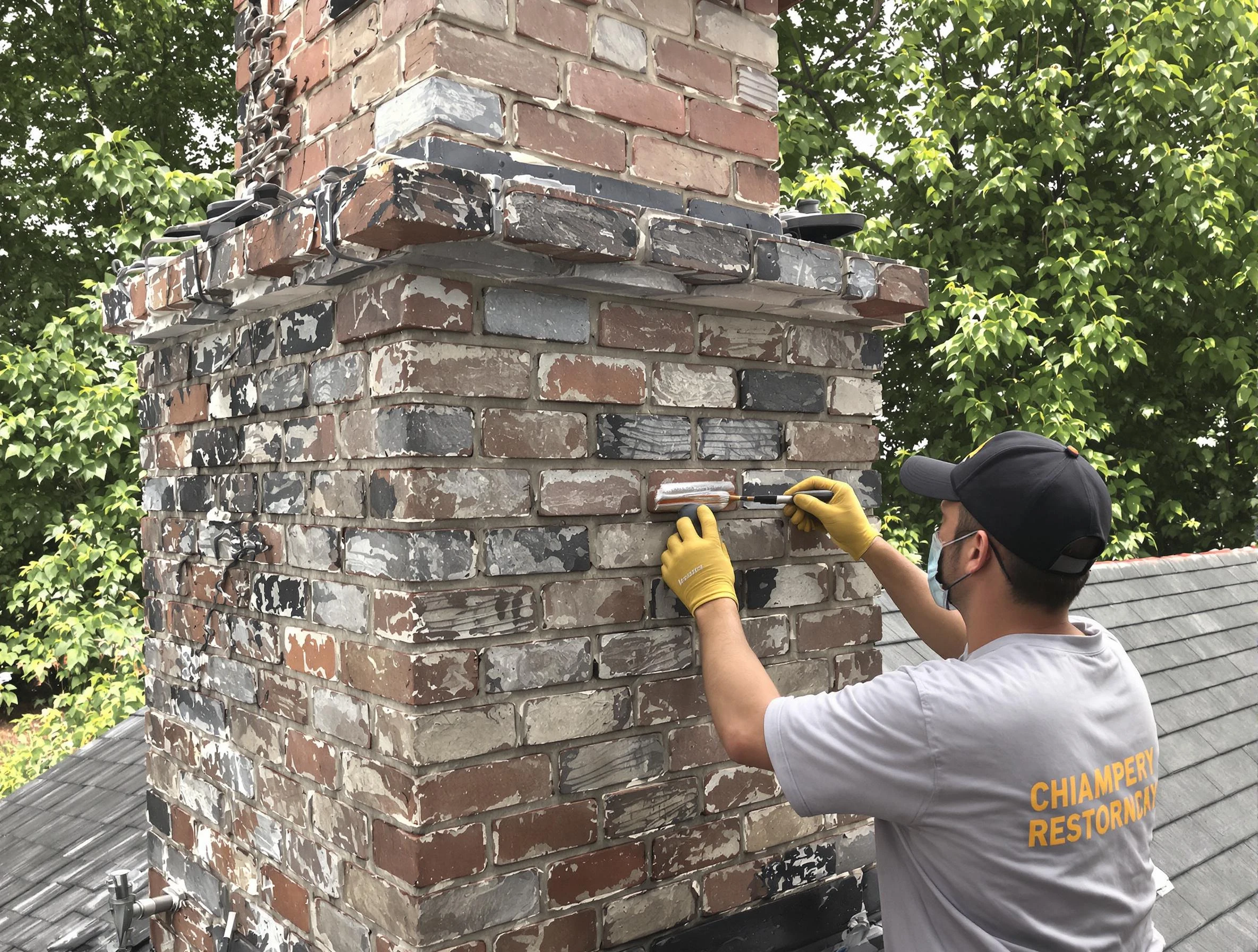 In-progress chimney restoration by Alpine Chimney Sweep in Alpine, UT