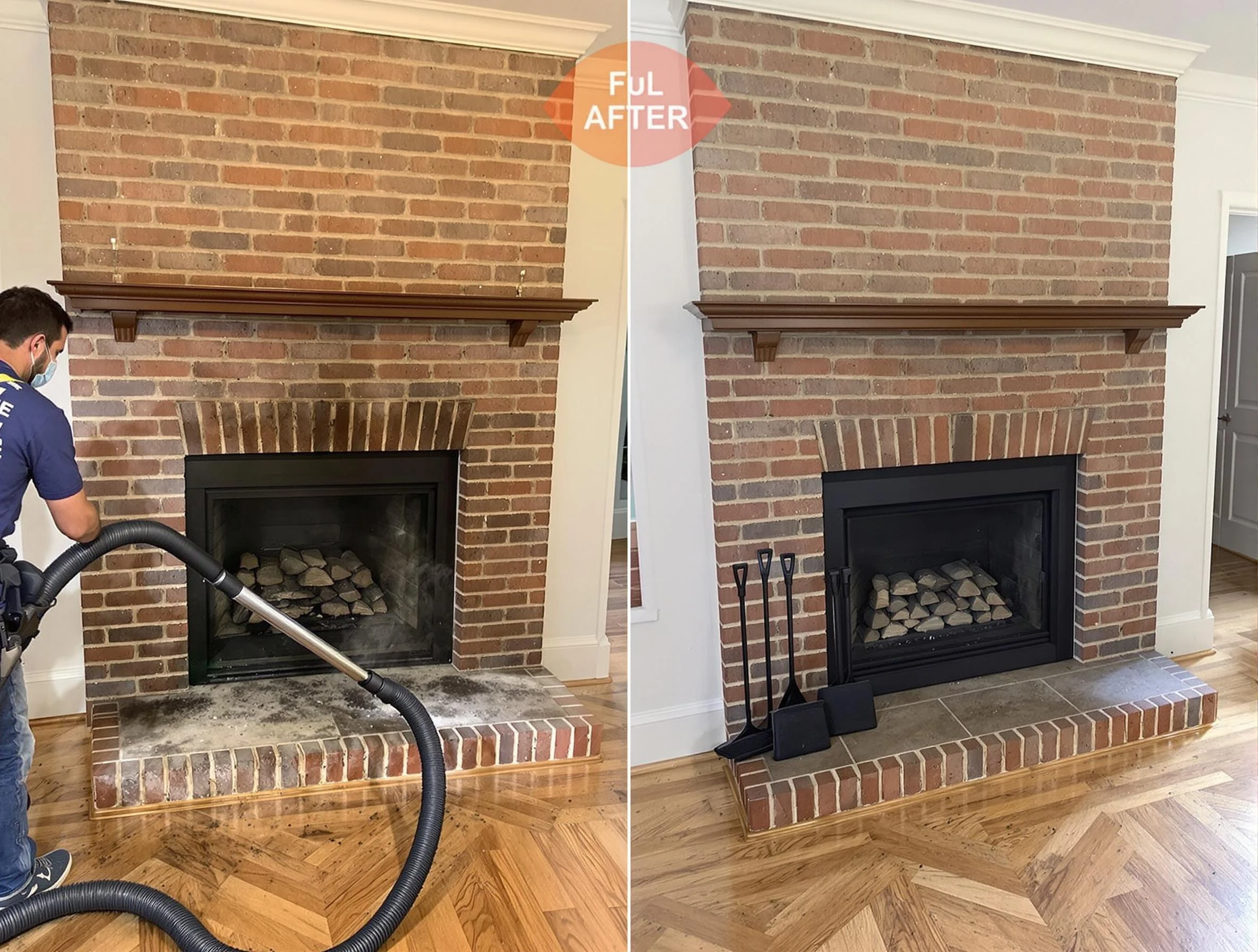 Alpine Chimney Sweep carefully sanitizing a fireplace in Alpine, UT